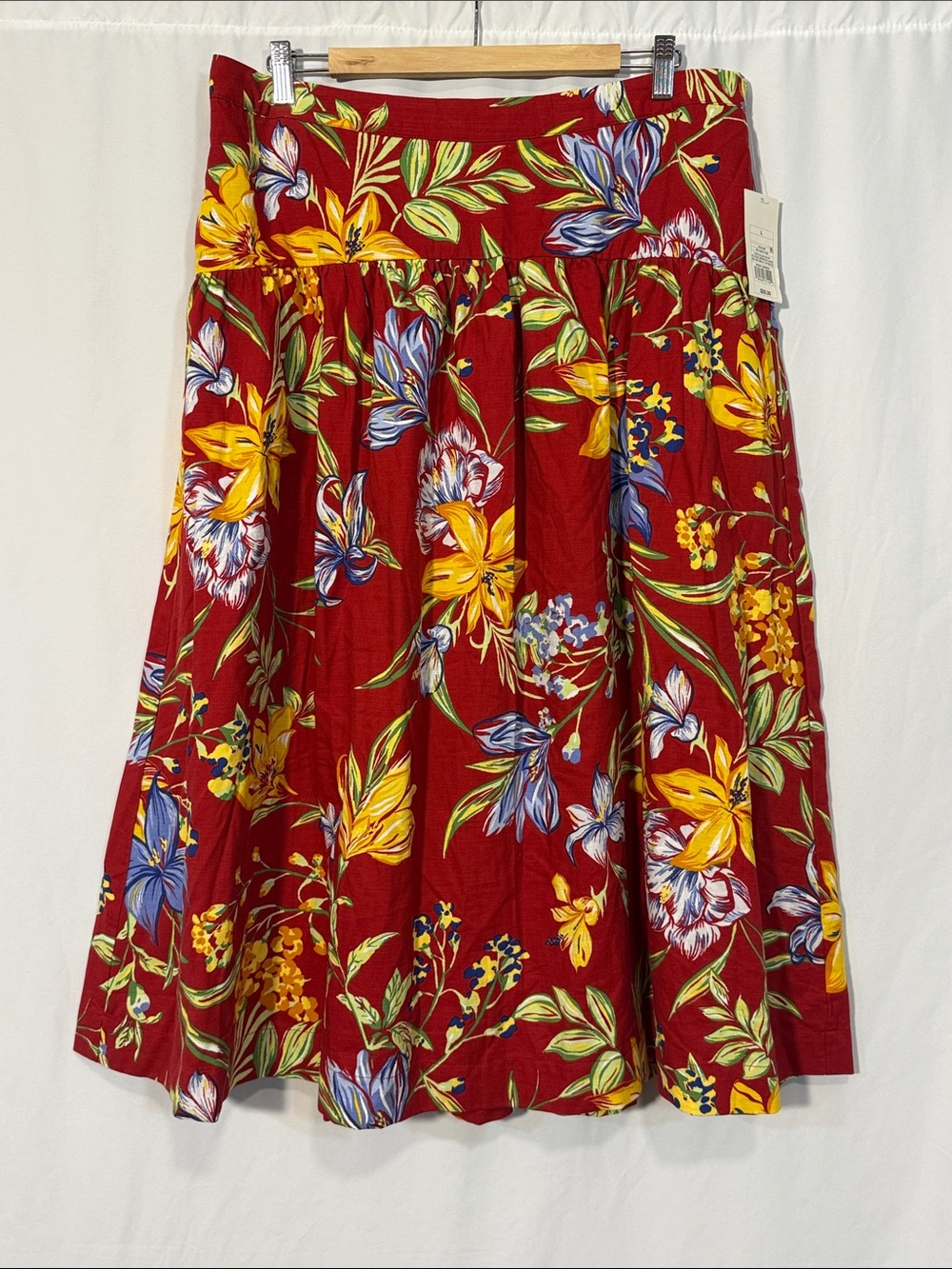 a new day Red Floral Circle Skirt with Yellow & Blue Floral Accents